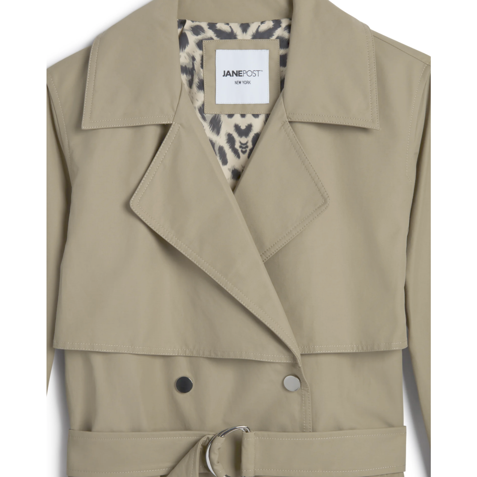 Nwt Jane Post Tan Italian Cotton Modern Snap Trench Coat Jacket Sz Xs — image 4 of 8
